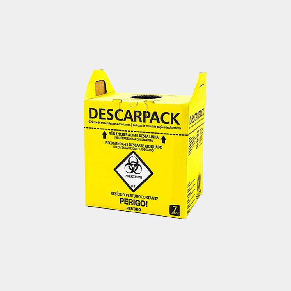 7ldescarpack Coletor de Perfurocortantes 7L Descarpack – Descarte Seguro para Resíduos Cortantes - Imagem 1