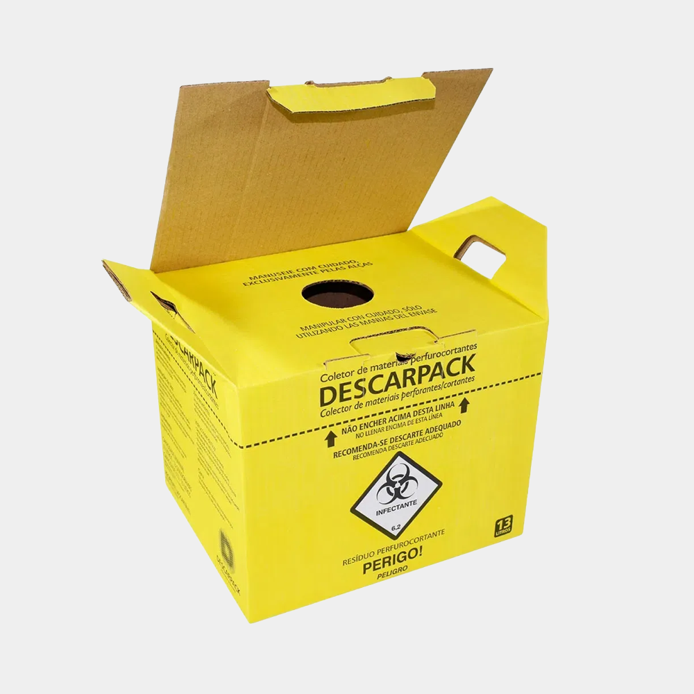 perfuro Coletor de Perfurocortantes 13L Descarpack – Resíduos Hospitalares - Imagem 1